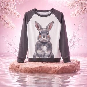 Gray and White Bunny Sweatshirt